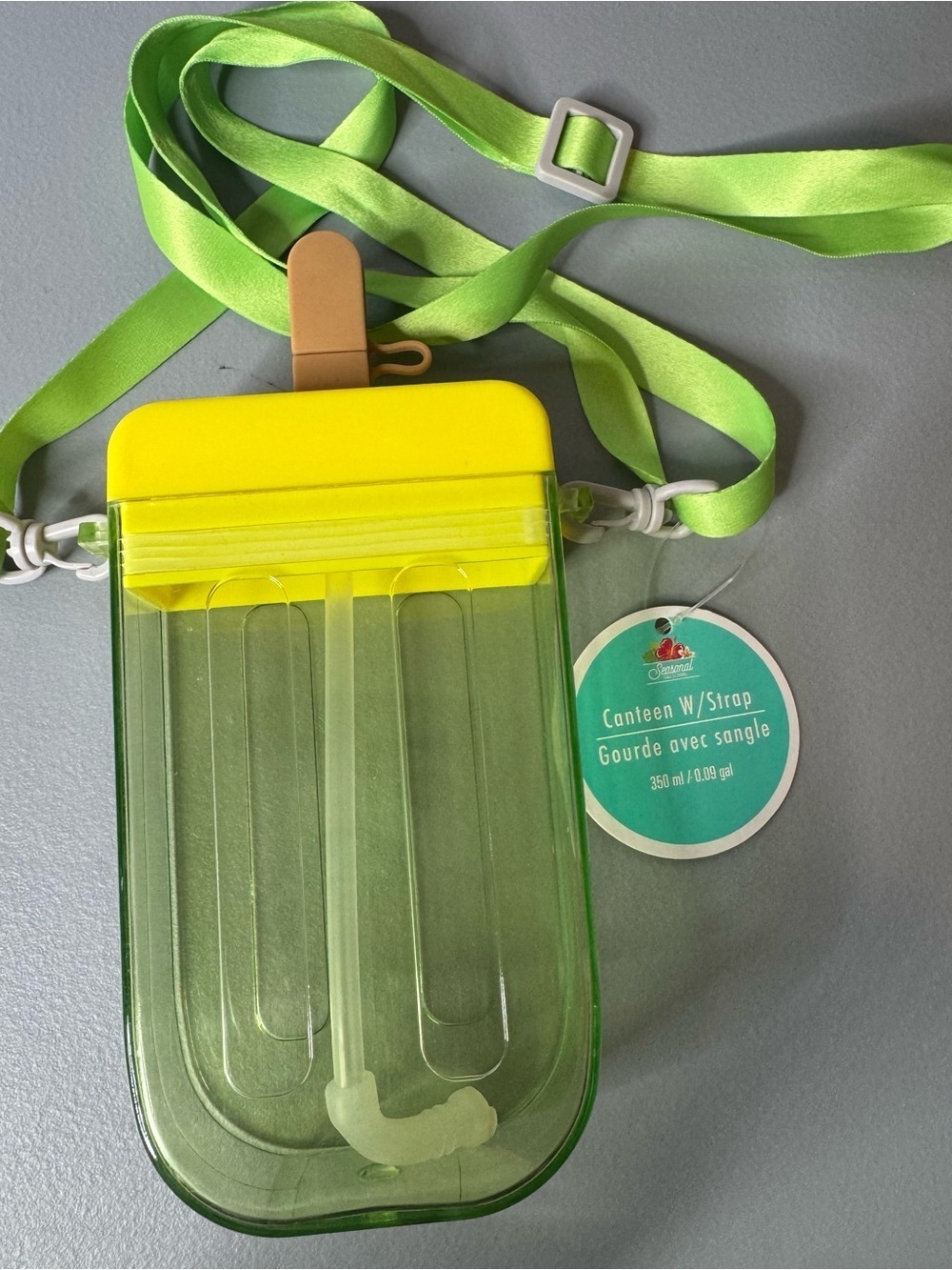 Popsicle ice cream shaped Water Bottle with Strap transparent summer travel sun